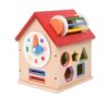 tinyhugs Wooden Activity House Toy, Shape Sorter with Clock, Colorful Montessori Learning Cube for Toddlers