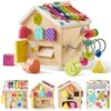 Tiny Land 9-in-1 Wooden Activity Cube, Educational Toy for Toddlers