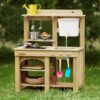 Tiny Land Outdoor Mud Kitchen for Kids Ages 3+, Wooden Water Play Kitchen