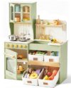 Tiny Land Wooden Play Kitchen for Kids with Toy Storage for Pretend Play
