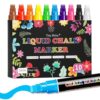 Tiny Shiny Liquid Chalk Markers, 10mm Jumbo 3-in-1 Nib Window Chalk Markers, Washable Chalkboard Markers for Glass, Windows, Blackboards, Mirrors, Bistro Signage, and DIY Art Crafts