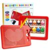 TiTiC 2 in 1 Magnetic Drawing Board, Magnetic Color Number Maze, with Beads and Magnet Stylus Pen, Magnetic Tablet Toy for Airplane & Car Ride Activities (red)