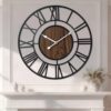 Tixmtry Large Metal Wall Clock, 30 Inch Retro Decorative Silent, Non Ticking, Battery Operated Modern Big Wood Wall Clock for Living Room, Farmhouse, Bedroom, Fireplace, Kitchen, Office, Home Decor