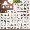 TJE 65 Pcs Forest Animal Stencils, Reusable Plastic Drawing Templates, Jungle Wildlife Craft Kit for Kids