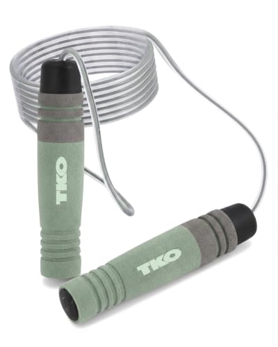 TKO Tangle-Free Jump Rope with Comfort Foam Handles | Smooth Bearing PU Wire Skipping Rope for Men, Women & Kids | Perfect for Daily Fitness, Cardio, and Full-Body Workout Training