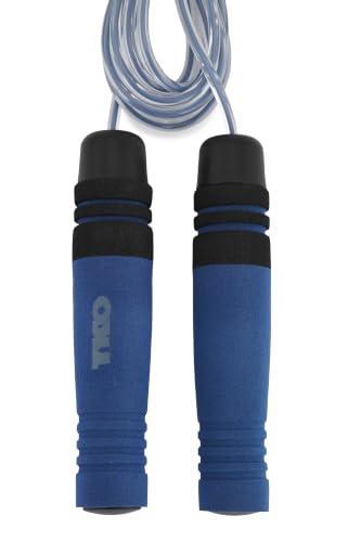 TKO Tangle-Free Jump Rope with Comfort Foam Handles | Smooth Bearing PU Wire Skipping Rope for Men, Women & Kids | Perfect for Daily Fitness, Cardio, and Full-Body Workout Training - Navy
