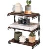 TlaroRiz Desk Shelf Organizer 3 Tiers Wood Compact Desk Organizer Storage Rack Metal Frame Office Desk Shelf Organizers,Walnut