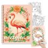 Tlenpo Animal Coloring Book for Adults, Spiral Bound Coloring Book for Women Relaxation, 25 Single-Sided Print Thick Paper Mindfulness, Anxiety Relief Arts and Crafts Gifts