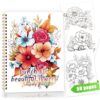 Tlenpo Floral Coloring Books for Adults, 50 Page Single-Sided Print, Spiral Bound Alcohol Marker Coloring Books for Women, Gifts Arts for Women to Relax