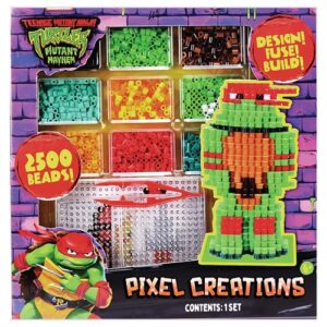 TMNT Pixel Creations Bead Kit Teenage Mutant Ninja Turtles Craft Set with 2500 Beads, Pegboards & Templates Ideal for Birthday Gifts & Screen-Free Play DIY Art Activity for Kids Ages 6+