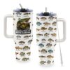 TNASURHUS Fishing Coffee Mug, Fish Gifts for Dad, 40oz Tumbler, Fishing Gifts for Men with Handle and Straw, Christmas, Thanksgiving, Birthday Gifts for Fisherman, Party Supplies, Stainless Steel Cup