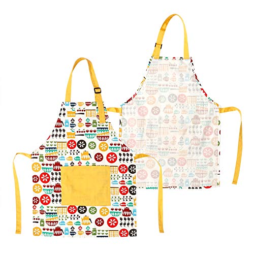 Tnfeeon Cotton Apron, Adjustable Cooking Drawing Smock with Spacious Pocket Thickened Fabric for Ages 3-8 Kitchen Baking Painting Activities Comfortable Adjustable Strap Ensures Perfect