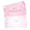 TNKBREEZE 40 Sets Pink Gift Certificates with Envelopes Business Blank Gift Cards Glitter Effect Generic Fill-in Vouchers Coupon Card for Restaurant Beauty Salon Birthday Wedding 6.6x3.3in