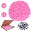TOAOB 500pcs Pom Poms 1cm Craft Pom Poms Light Pink Fuzzy Pompoms Balls Arts and Crafts Supplies with Googly Wiggle Eyes for DIY Crafts Projects Home Decorations