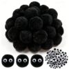 TOAOB 50pcs Large Pom Poms 2 Inch Black Craft Pom Poms Fuzzy Pompoms Balls with Googly Wiggle Eyes for DIY Crafts Projects Home Decorations
