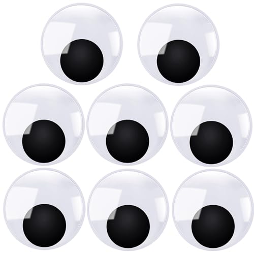 TOAOB 8pcs Giant Googly Eyes 4 Inch Plastic Wiggle Eyes with Self Adhesive White Googly Eyes for DIY Crafts Christmas Halloween Decoration