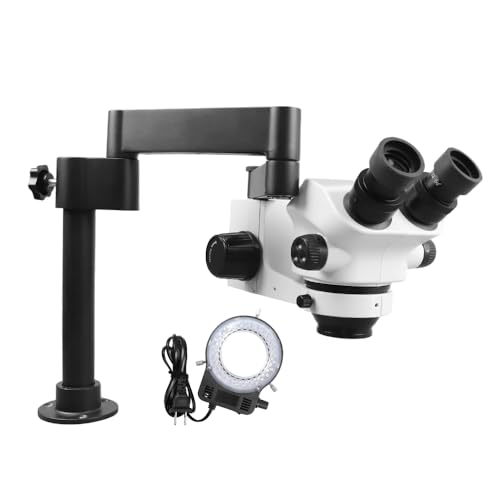 TOAUTO Multi-Directional Microscope 7X-50X Magnification Jewelry Inlaid Microscope with Adjustable Bracket & Ring LED Light
