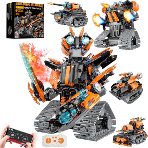 TOBSABPX STEM Building Toys for Kids 6-14, 5in1 STEM Robot Building Kit for Kid, Remote & APP Controlled Tank Bulldozer Robot Building Blocks Set Birthday Xmas Gifts Ideas for Boys Girls (689PCS)