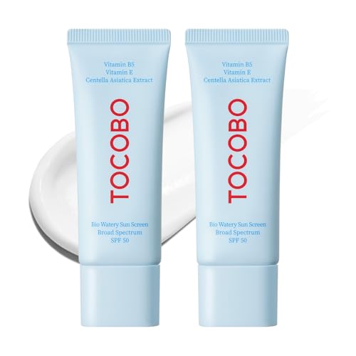 TOCOBO Bio Watery Sunscreen SPF 50 Broad Spectrum Korean Facial Sun Cream, Hyaluronic Acid, Lightweight Daily Face Sunblock,Vegan, Korean Skincare 1.35 fl oz (Bio Sunscreen, 2 pack, 2 pcs)