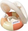 Toddler Baby Swim Ring with Retractable Canopy Sunshade, Detachable Water Ring Seat, Lollipop Style Pool Floats for Kids Beach Water Fun C