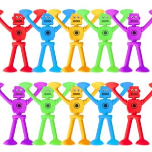 Toddler Bath Toys Suction, 10 Pack Robot Suction Cup Toy, Montessori Sensory Toy Kids Ages 3-5 4-8, No Hole Mold Free