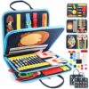 Toddler Busy Board, Montessori Sensory Toys for Boys, 1-4 Year Old Girl Toddler Travel Toys, Educational Learning Activities Board for Motor Skills, Birthday Gifts for Airplane Car, Blue Dinosaur