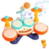 Toddler Drum Set for Ages 1-3, Baby Drum Set with Microphone & Stable Base
