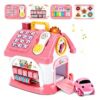 Toddler Girl Toys for 1 Year Old, Montessori Toys for 1 Year Old Girl Birthday Gift, 8 In 1 Pink Baby Musical Learning House with Sound Light Music, Creative Gifts for Baby Toys 6-12 18 Months