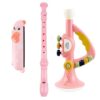 Toddler Musical Instruments Toy Trumpet, Harmonica, Recorder Flute for Kids Baby, Pink Musical Toys Set for Children Boys Girls Ages 2 3 4 5