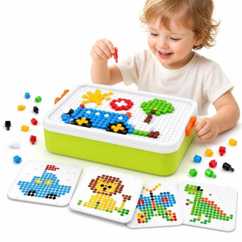 Toddler Puzzles Games for Kids 3-5, STEM Toys 3D Mushroom Nail Puzzle 460 Pieces Building Peg Kit DIY Creative Brain Teaser Puzzle Birthday Gifts for Boys Girls 3 4 5 6 7 8 Year Old