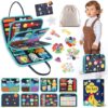 Toddler Sensory Busy Board: Travel Toy Activity Book for Girls Boys, Motor Skill Development Gift for Baby Aged 3-4 Years, Fine Educational Preschool Montessori Learning Toy for Car Airplane Space