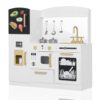 TODEFULL Pretend Kitchen Playset for Kids, Interactive Play Kitchen Wooden Toy Set w/Realistic Design, Sink, Microwave, Ice Maker, Dishwasher, Toddler Cooking Set Toy for Ages 3+, White