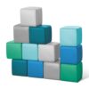 TODIBY Foam Building Blocks for Toddlers：12-Pieces Wipeable Leather Stacking Cubes Kids - Large Soft Toys Play Set for Learning Construction Baby Preschool Daycare Therapy Birthday Gift (Modern)