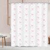 TOENGS Pink Bow Shower Curtain, Watercolor Cute Coquette Preppy Aesthetic for Teen Girls Bathroom Decor, Waterproof Pink Shower Curtains with 12 Hooks, 72x84 inches