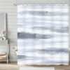 TOENGS Watercolor Striped Shower Curtain, Grey and White Minimalist Fabric Bath Curtain, Waterproof Shower Curtains for Modern Bathroom with Rustproof Grommets, 72x72 inches