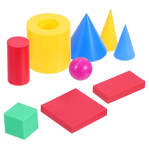 Tofficu Geometric Solids for Plastic Geometry Set Rectangular Prism Cube Cylinder Cone Sphere Enhances Spatial Skills and Develops Logical Thinking for Educational Institutions