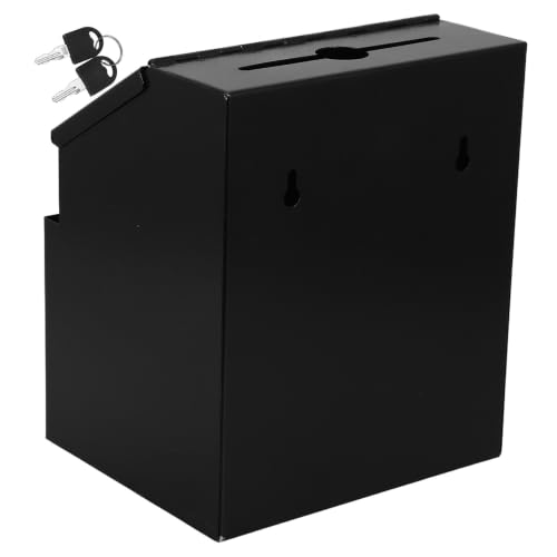 TOGEVAL Metal Suggestion Box with Lock and Slot, Black Sturdy Donation and Ballot Box for School or Classroom Use, Collecting Suggestions, Ballots, and Donations with Sleek and Secure