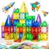 TOKBLOK 64Pcs Clear Diamond Magnetic Tiles - STEM Educational Building Blocks Toys for 3-6 Year Old Boys & Girls | Ideal for Toddler Early Development (Starter Set)