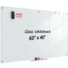 Tomofyzy Glass Whiteboard 60" x 40", Frameless Wall Mounted Dry Erase Board with Tempered Glass Surface, Steel-Backed Magnetic Support, Tray, Eraser, Markers & Magnets for Office, School, Home