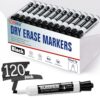 TOMPEN Dry Erase Markers Black 120 Count,Chisel Tip Whiteboard Markers for Adults Teachers Gifts-Non-Toxic Low Odor,Bulk for Classroom,Office,Home,Quick-Dry & Easy to Erase