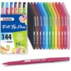 TOMPEN Felt Tip Pens Bulk 144 Pack,12 Count Assorted Color,Medium Fine Point 0.7mm Multicolor Markers for Gifts Writing,Planner,Drawing,Note Taking,Art,Journals