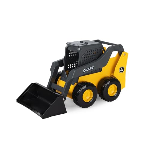 TOMY John Deere Lights & Sounds Skid Steer - Officially Licensed John Deere Toy with Raising Arms and Tilting Bucket - Farm and Construction Toys for Indoor Outdoor Play - Ages 3 Years and Up