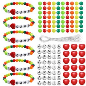 Tondiamo 36 Sets Summer Camp Crafts Camping Party Favors I Love Camp Beaded Bracelet Craft Kit Colorful Travel Camping Wristband Beads Bulk for Birthday Classroom School Rewards Activities