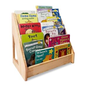 TONGMO 5-Tier Montessori Bookshelf - Front Facing Kids Bookshelf with Back Storage, Perfect for Toddler, Children's Room, and Reading Nook (Natural)