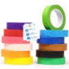 TONOS Colored Masking Tape, 12 Rolls, 0.6 in x 40 ft per Roll, Colored Tape