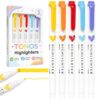 TONOS Highlighters 5 Pcs with Dual Tips, Assorted Colors, Cute Highlighters