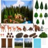 ToolSentryX Forest Diorama Kit for School Projects, Woodland Animal Habitat Craft Set with 3D Display Box, 9 Figurines, 8 Trees, Moss, Clay, Rocks & Water Sheet for Classroom Display