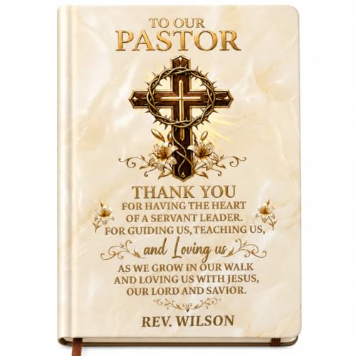 To Our Pastor For Having The Heart Of A Servant Leader | Personalized Leather Notebook, Pastor Appreciation Gifts Personalized Leather Journal, To Our Pastor Thank You Gift, Christian Prayer Journal