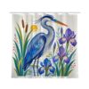 TopPacific Heron Iris Shower Curtain with 12 Hooks Polyester Pond Floral