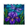 TopPacific Purple Iris Shower Curtain with 12 Hooks Polyester Dragonfly Glass